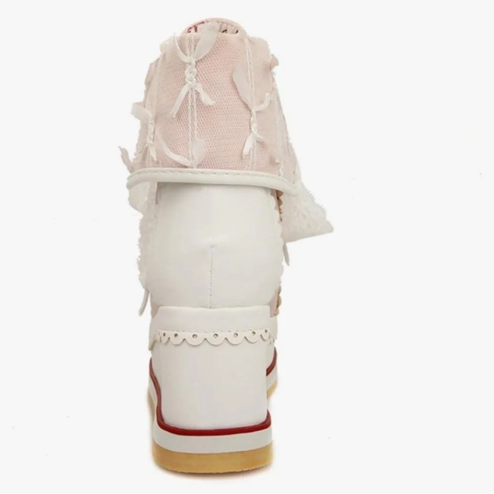 Cute Lolita Boots Cosplay Brogue Wedge Boots size 2
